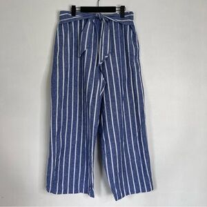 Beachlunchlounge Striped Wide Leg Pants Women’s Size Large Tie Front Blur White